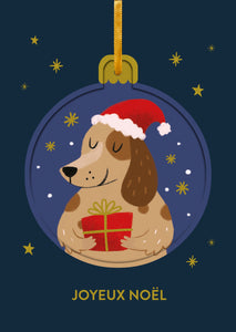 Boules de Noël - Chien qui porte un chapeau de père Noël
