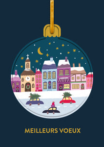 Boules de Noël - Maisons et voitures