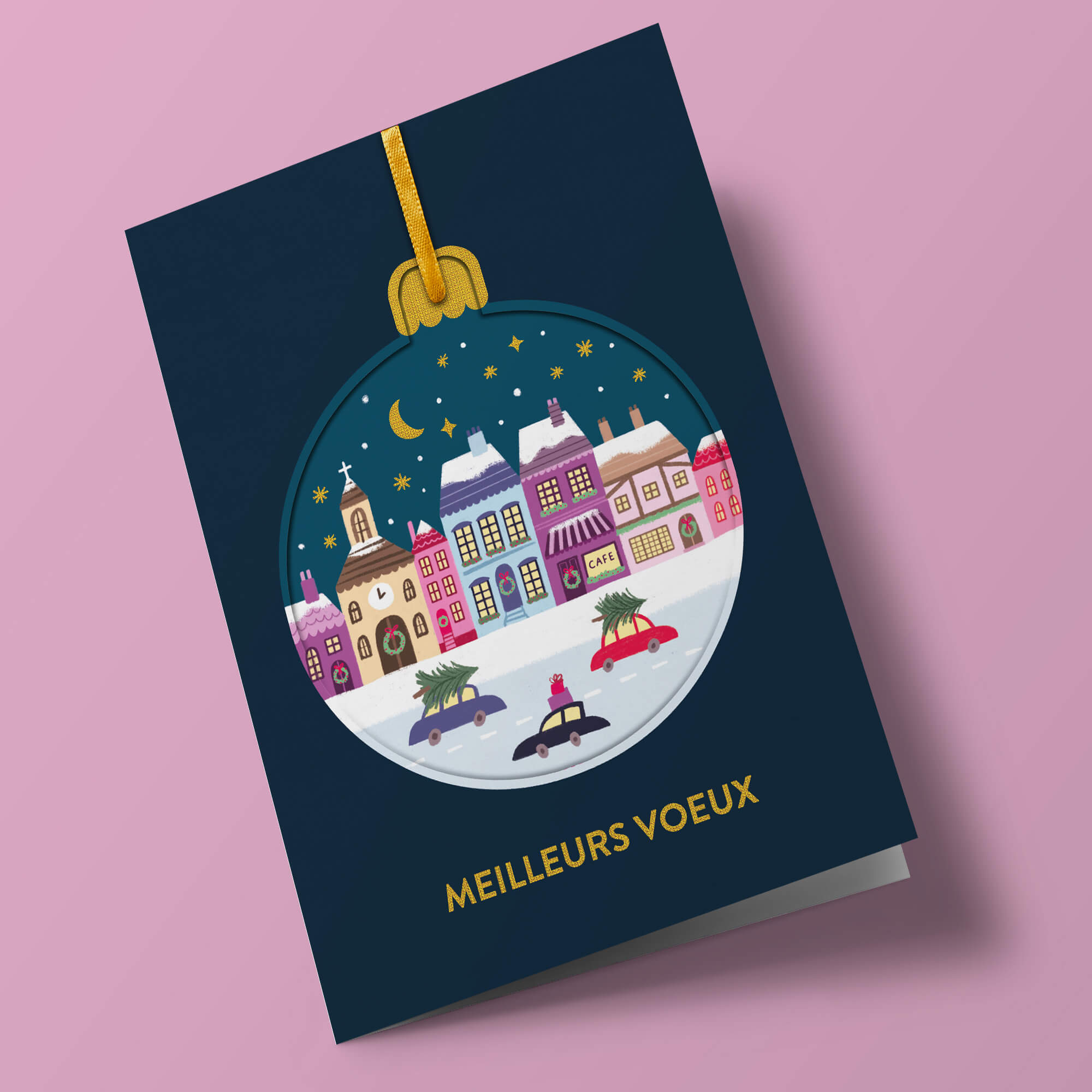 Boules de Noël - Maisons et voitures
