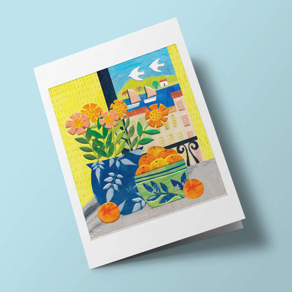 Chambre avec vue - Fenêtre aux fleurs oranges