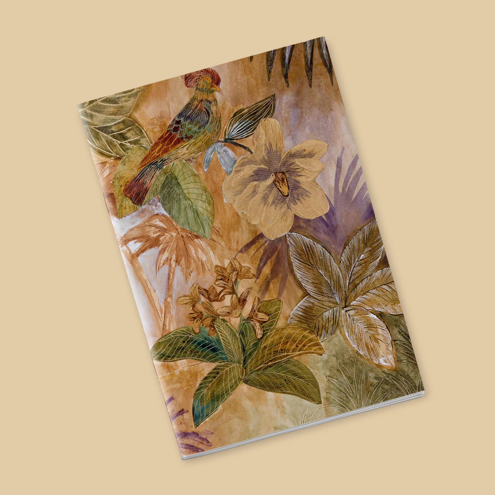 Petit Carnet - Huppe et fleurs mordorées