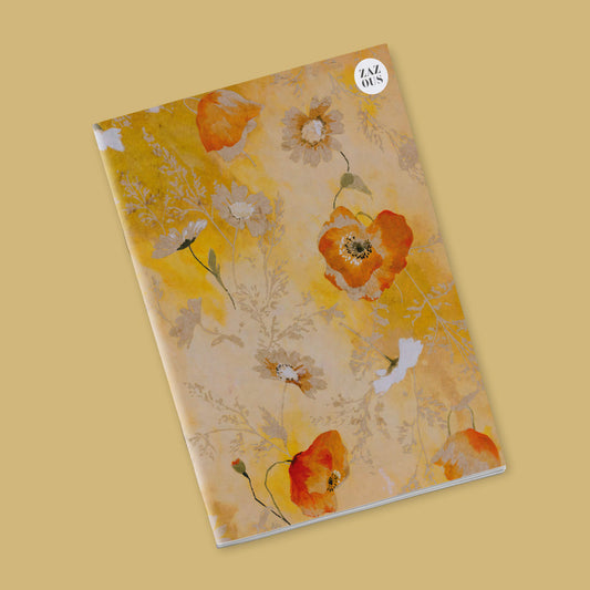 Small Notebook - Poppies and small purple flowers