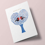 Noel Bleu Folk - Bonne année, rouges-gorges dans un arbre