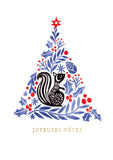 Noël Bleu Folk - Joyeuses fêtes, sapin et écureuil