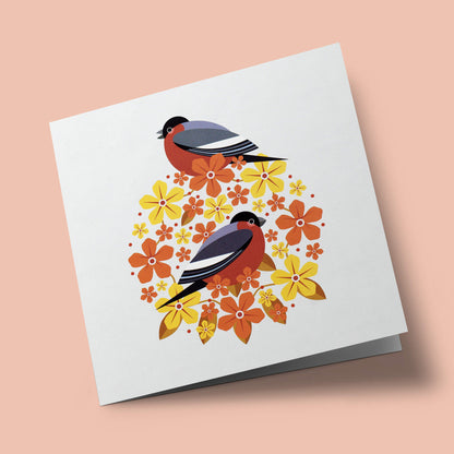 I like birds - Oiseaux bouvreuils parmi les fleurs