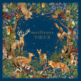 Noël Mix - Animaux de bois, sur fond bleu foncé