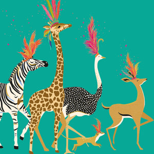 Sara Miller - Animaux de carnaval sur fond vert