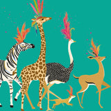 Sara Miller - Animaux de carnaval sur fond vert