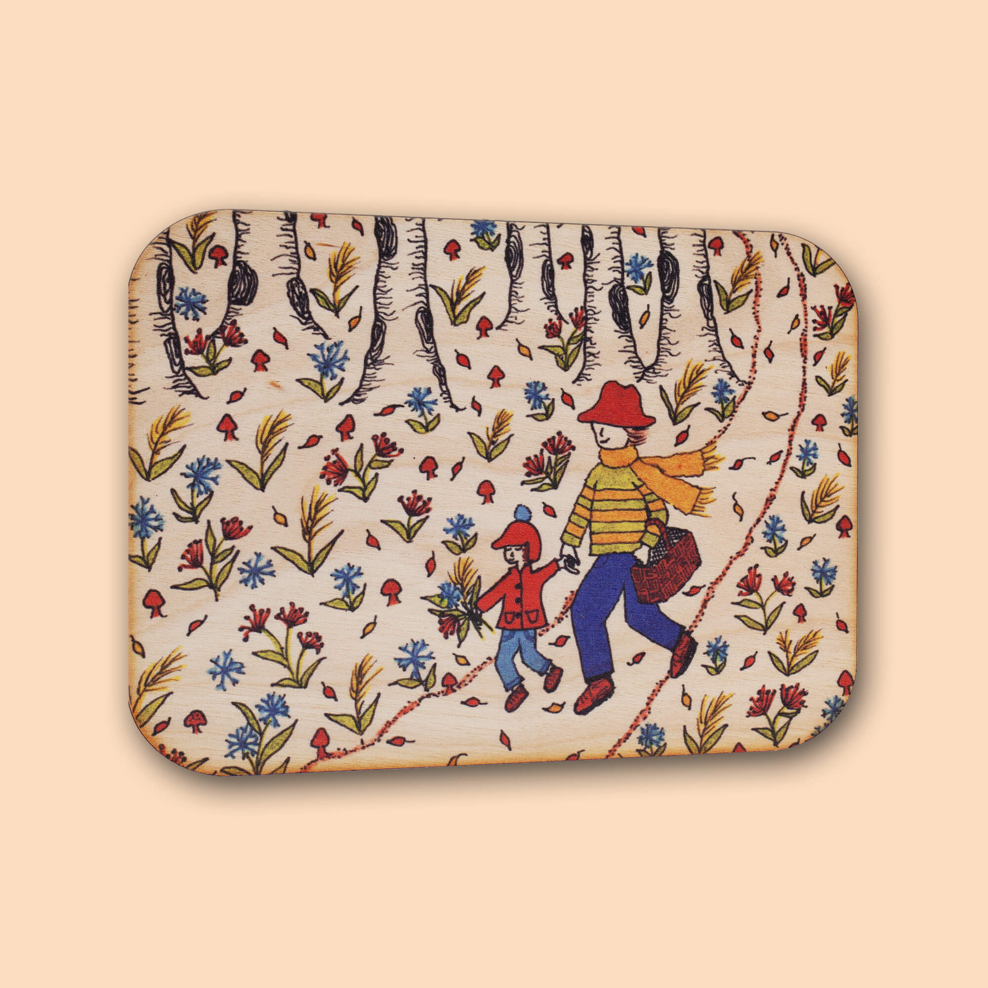 Carte en bois - Promenade automnale