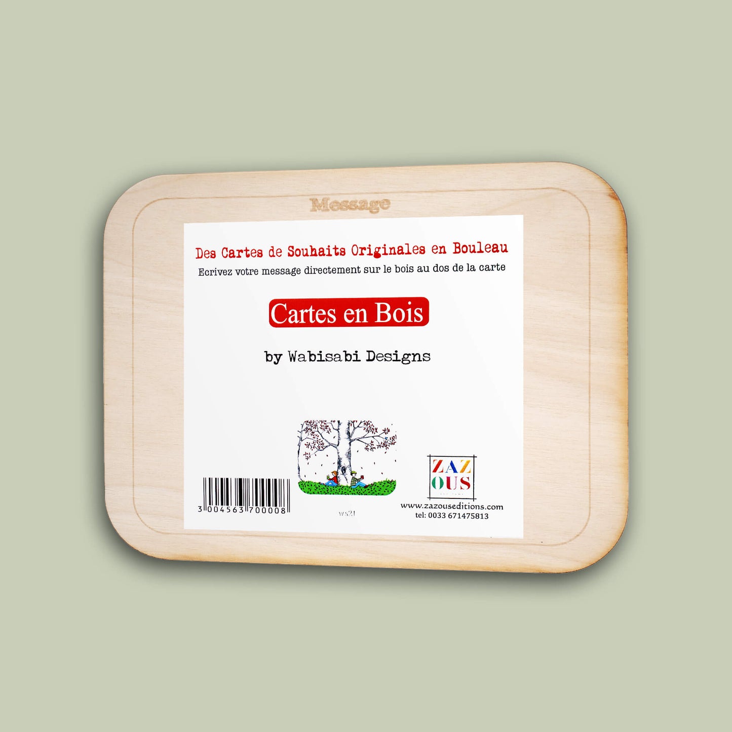Carte en bois - Dos contre l'arbre