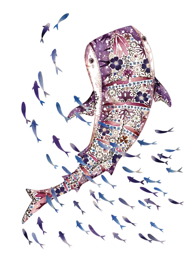 Dried Flower Artwork of a Sperm Whale