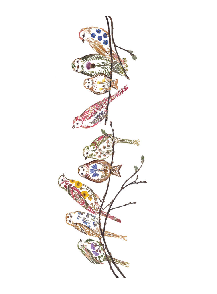 Dried Flower Artwork of Birds