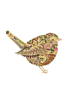 Au jardin de mon cœur - Moineau - dessin en fleurs pressées