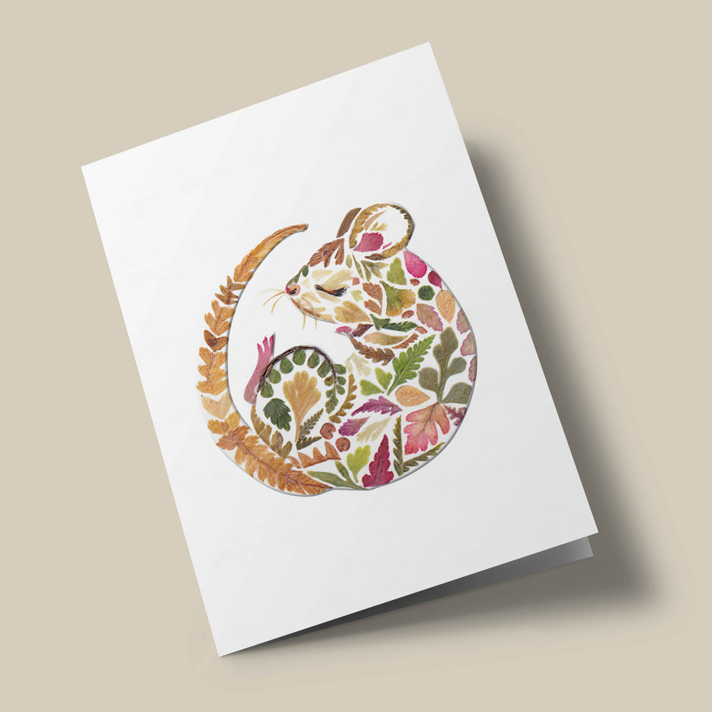 Dried Flower Artwork of a Sleeping Mouse