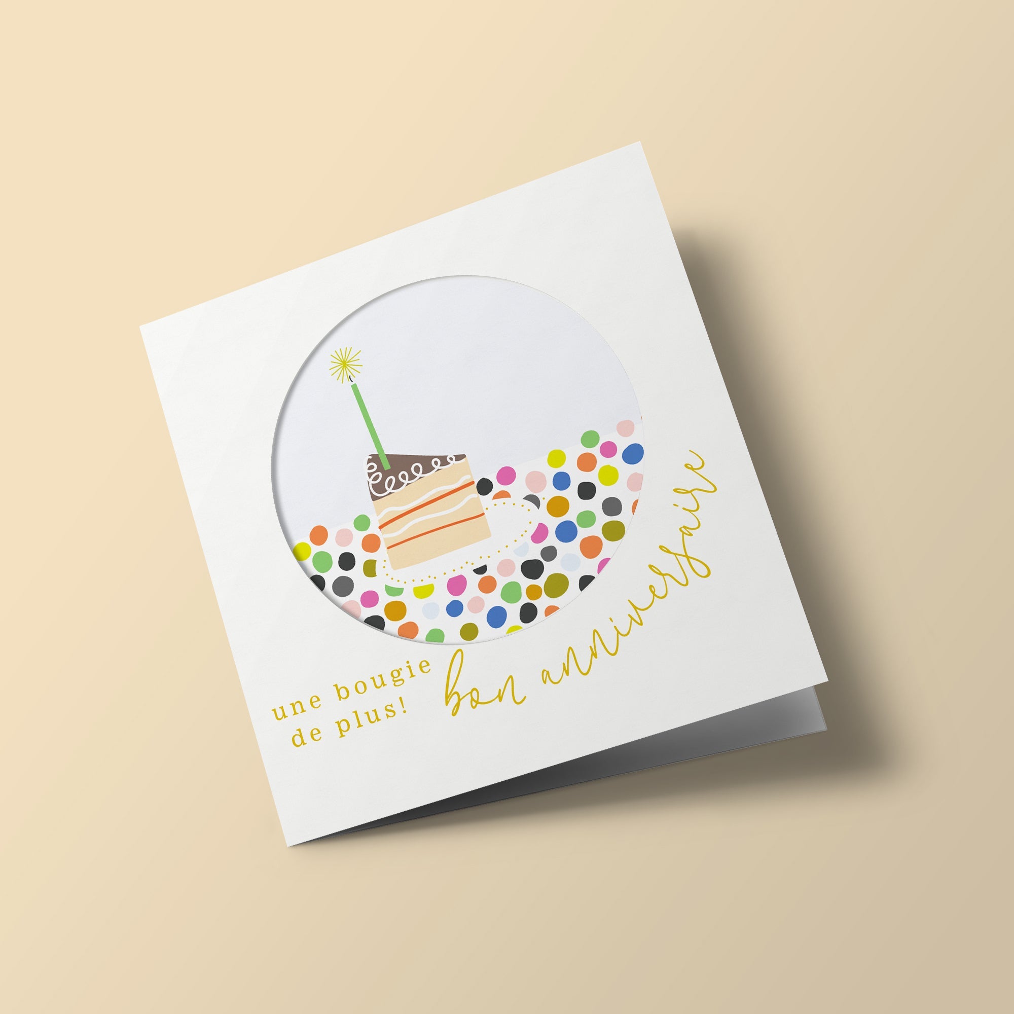 Let's Celebrate - birthday cake in a circle, on light background