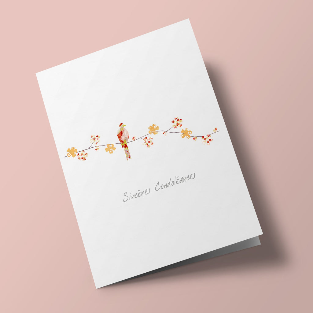 Nature Sacrée - Oiseau sur branche des fleurs oranges