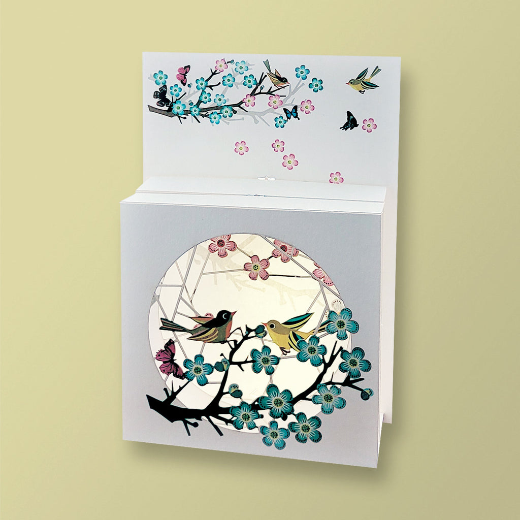 Card box - birds on a cherry branch