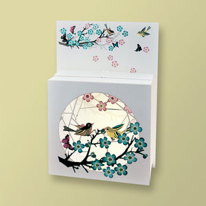 Card box - birds on a cherry branch