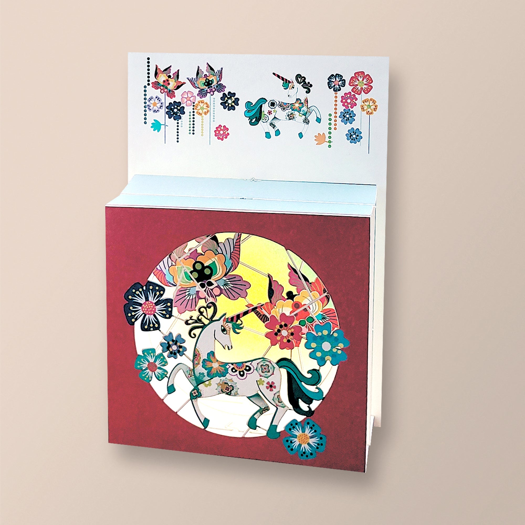 Carte box - licorne et fleurs