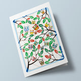 Carte découpée - Chouettes et feuilles