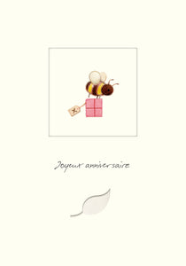 Little Windows - "Joyeux anniversaire", abeille avec cadeau