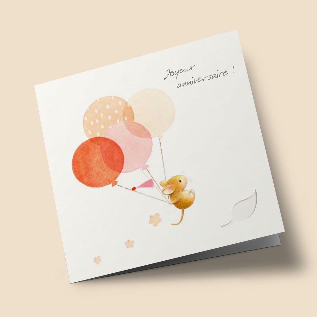 Owl's Nest - "Joyeux anniversaire" - Souris volant avec des ballons