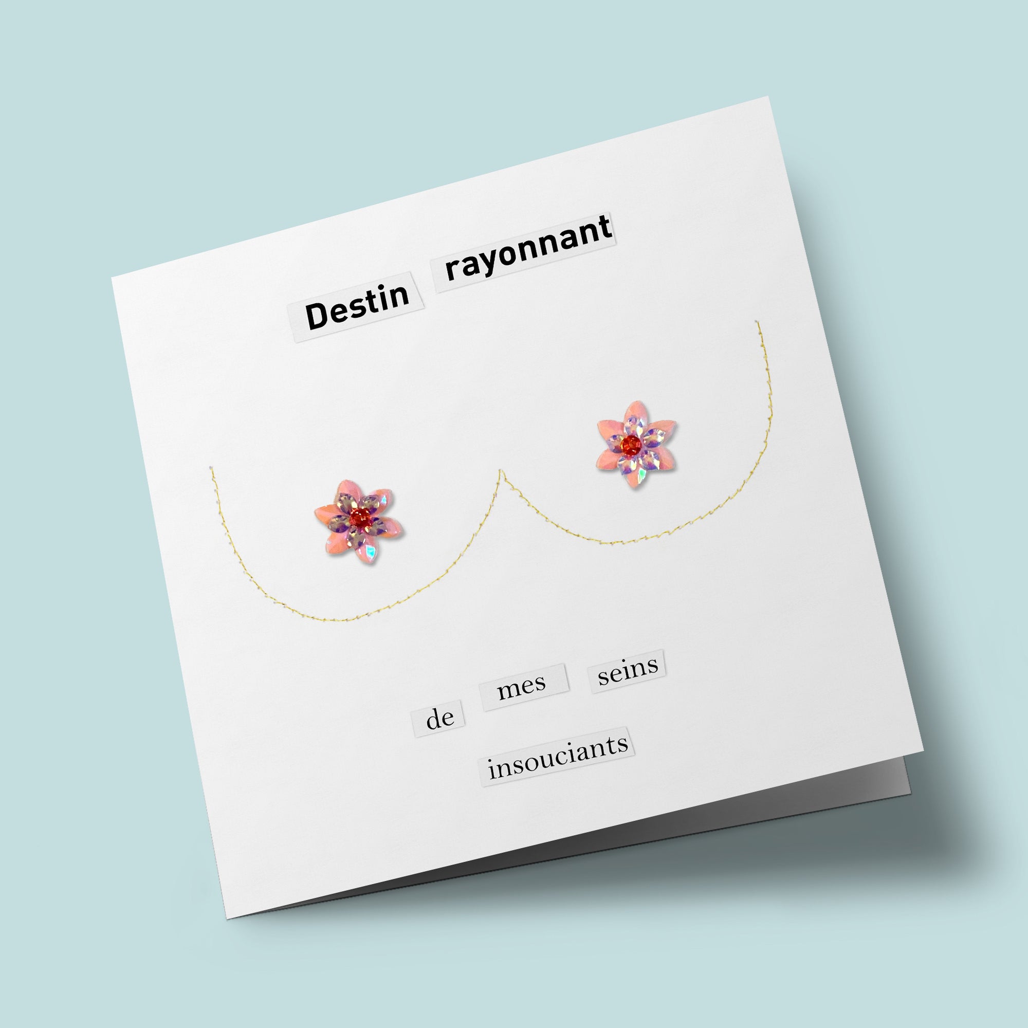 Rosebuds - "Destin rayonnant" - embroidered card