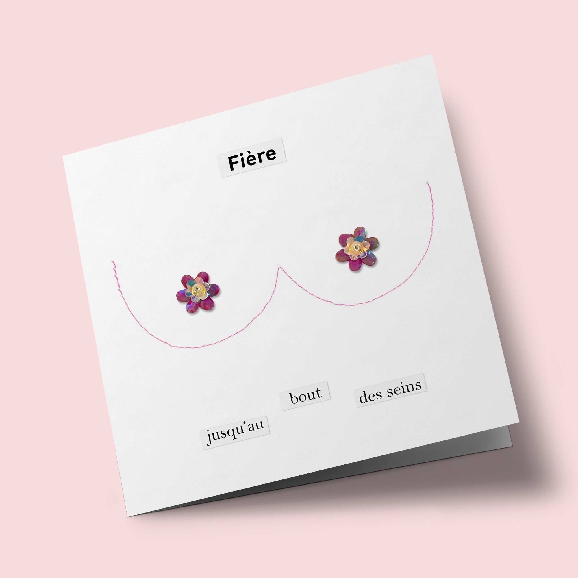 Rosebuds - "Fière" - embroidered card