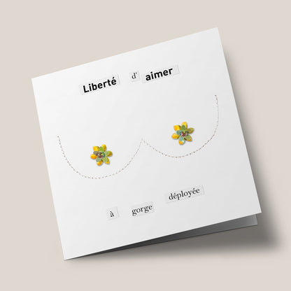 Rosebuds - "Liberté d'aimer" - embroidered card