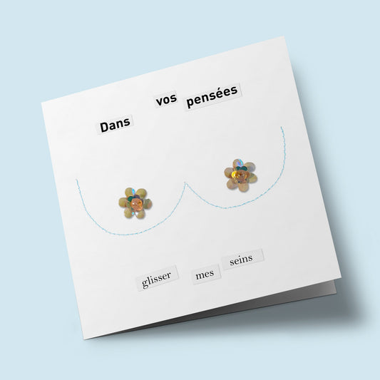Rosebuds - "Dans vos pensées" - embroidered card