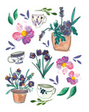 Fleurs et caches pots - carte à planter