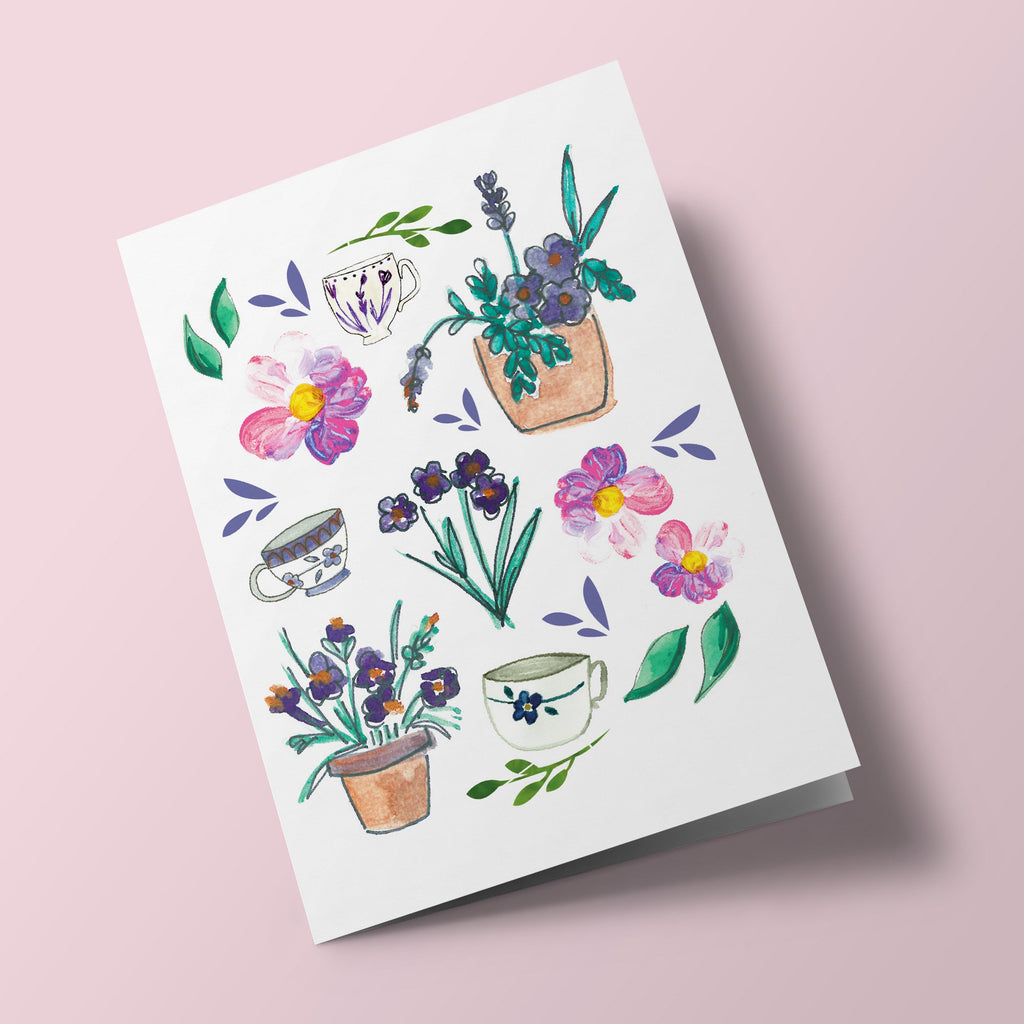 Fleurs et caches pots - carte à planter