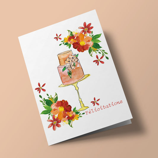 Carte à planter - "Félicitations" - Gâteau de mariage