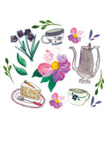 Carte à planter - Fleurs, tasses et théière