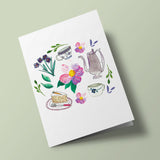 Carte à planter - Fleurs, tasses et théière