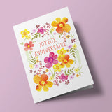 Joyeux anniversaire - Orange and Pink Flowers - Plantable Card