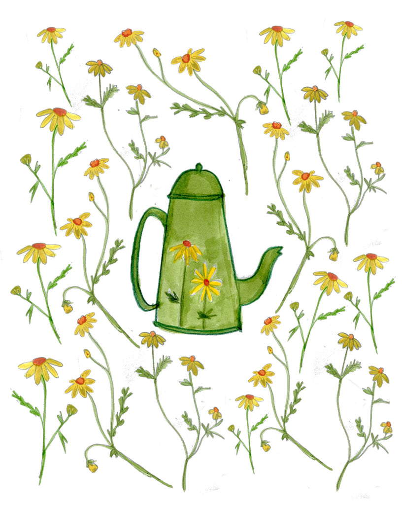 Green Teapot and Yellow Daisies - Plantable Card