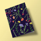 Multicoloured Flowers on Dark Blue Background - Plantable Card