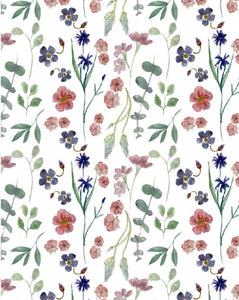 Green Leaves with Blue and Pink Flowers - Plantable Card