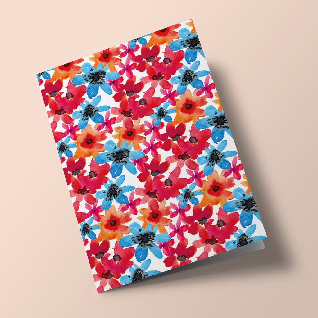 Carte à planter - Fleurs rouges, oranges et bleues