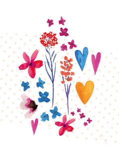 Fleurs et coeurs - carte à planter