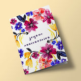 Joyeux anniversaire - Bright Pink, Yellow and Purple Flowers - Plantable Card