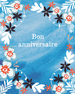 Bon Anniversaire' on Dark Blue Background - Plantable Card