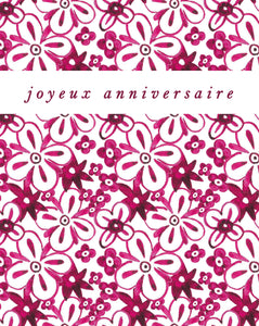 Joyeux Anniversaire' - Fuschia Pink Flower Pattern - Plantable Card