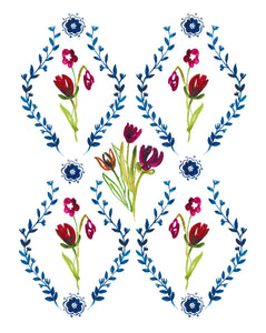 Carte à planter - Tulipes et fleurs bleues