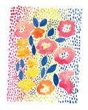 Carte à planter - Fleurs rouge et jaune avec feuilles bleues