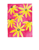 Carte à planter - Fleurs jaunes sur fond rose