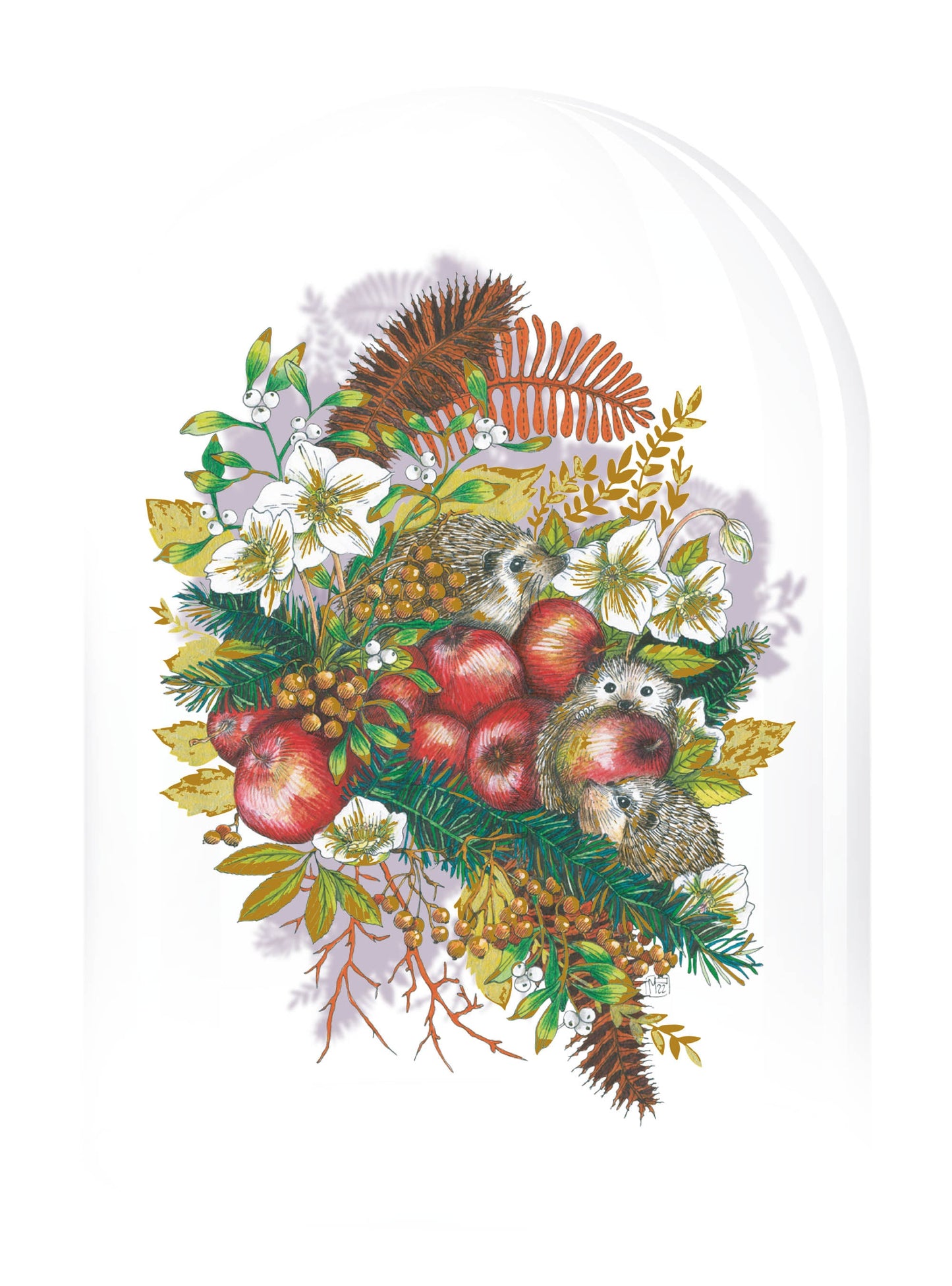 Jardin secret - hérissons sous une cloche de verre