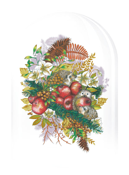 Jardin secret - hérissons sous une cloche de verre