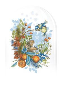 Secret garden - tits and rabbit under a glass bell